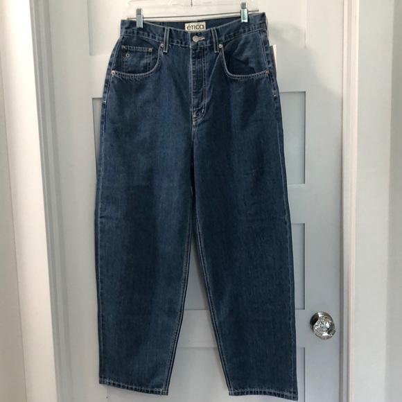 Etica Denim - NEW ÉTICA Cassel Ultra High Barrel Women's 29 dark denim Anthropologie NWT jeans